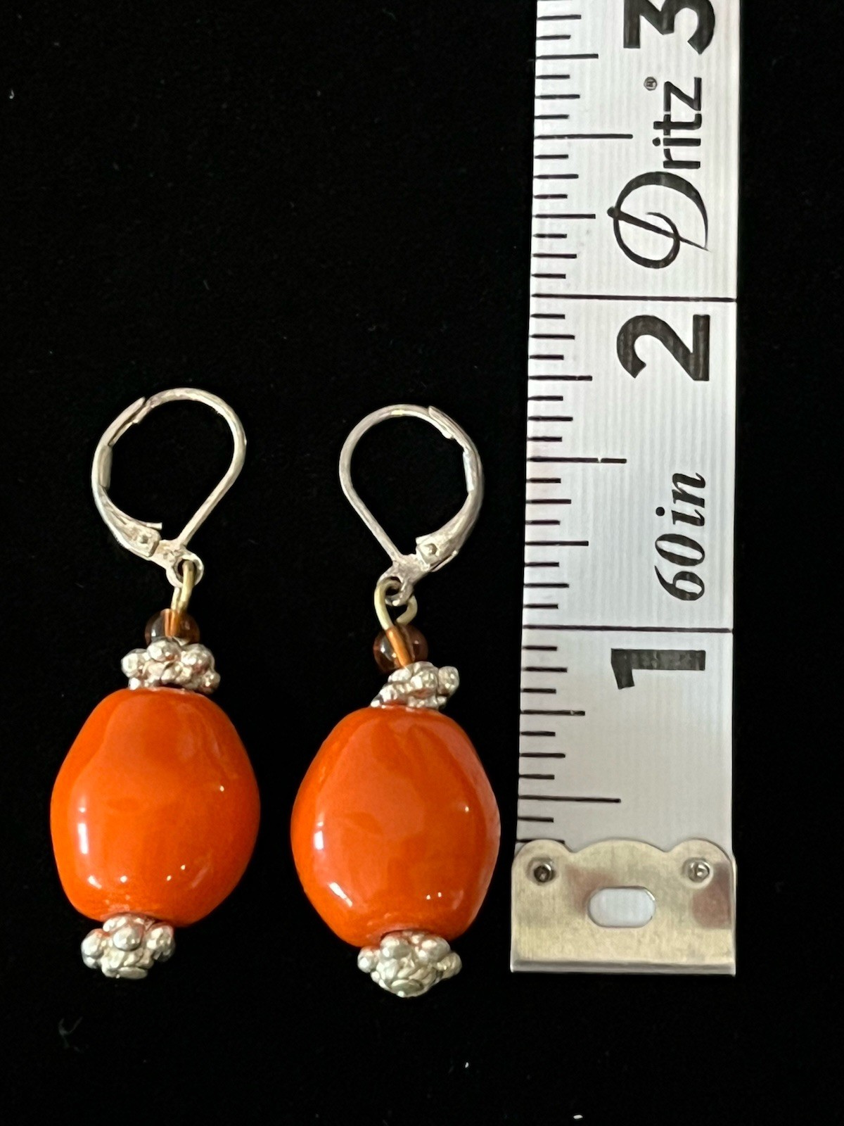 Vintage Long Beaded Statement Necklace & Pierced Earrings