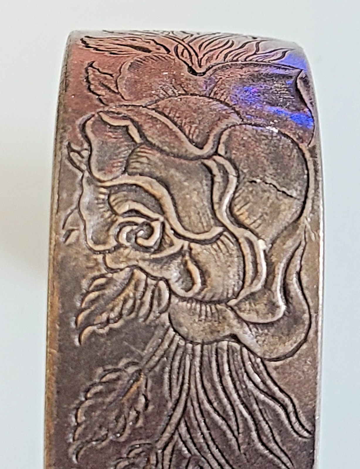 Vintage SALISBURY PEWTER CUFF BRACELET Flower of the Month JUNE ROSES BEAUTIFUL