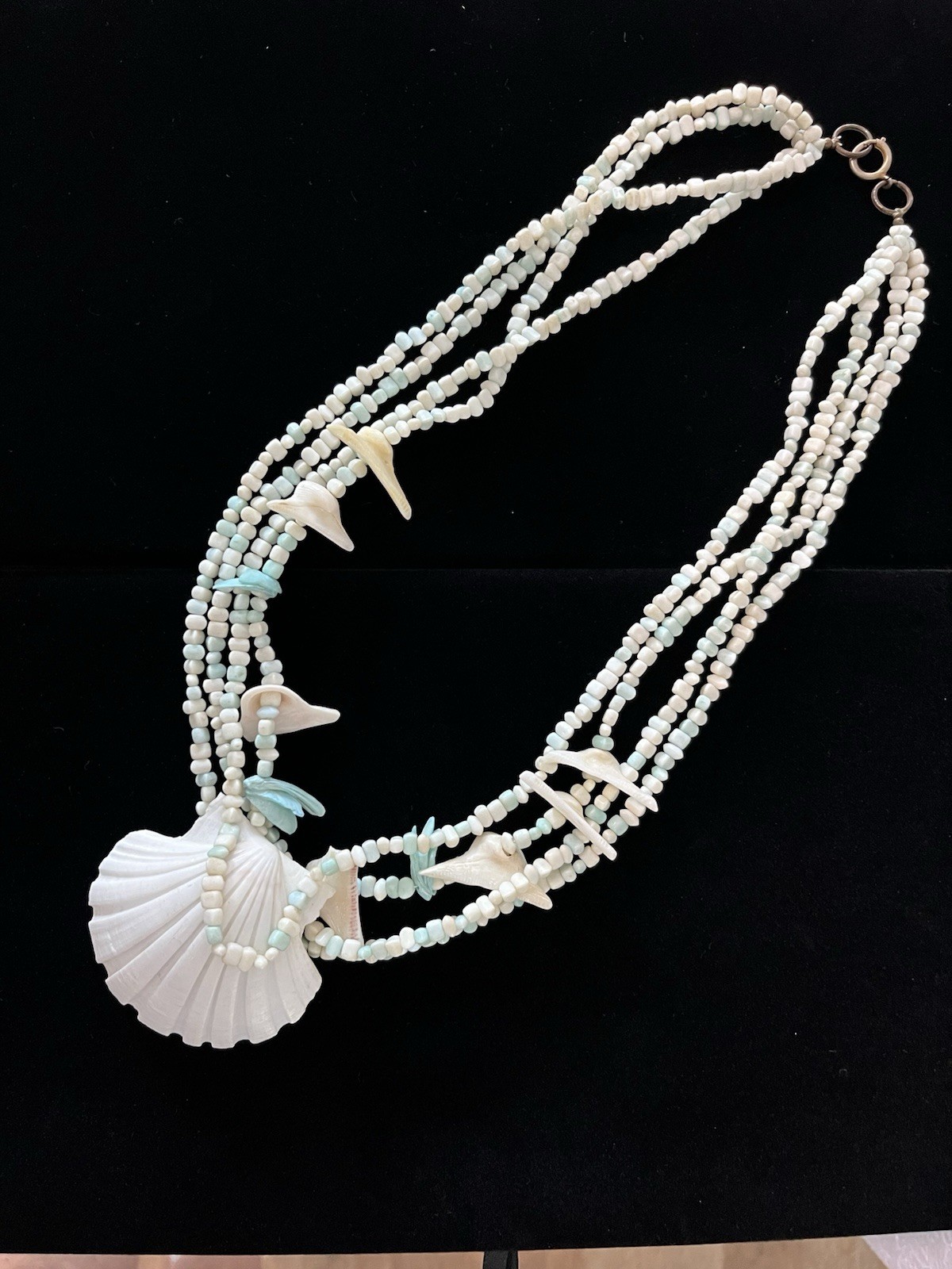 Beaded Faux Shell Statement Necklace