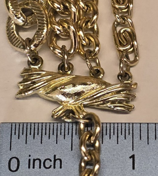 Vintage Coro Signed Multi Row Lightweight Chunky Chain Necklace Gold Tone