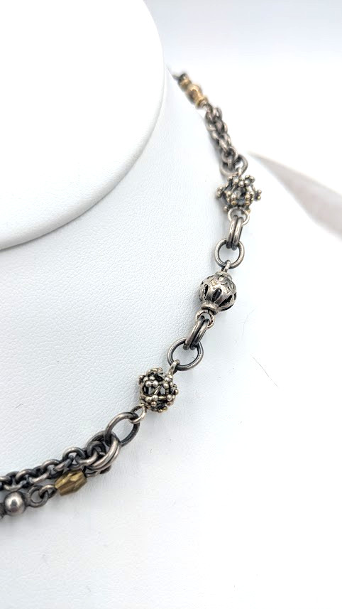 Sterling Silver Necklace Earring Set Artisan 925 Chain Link