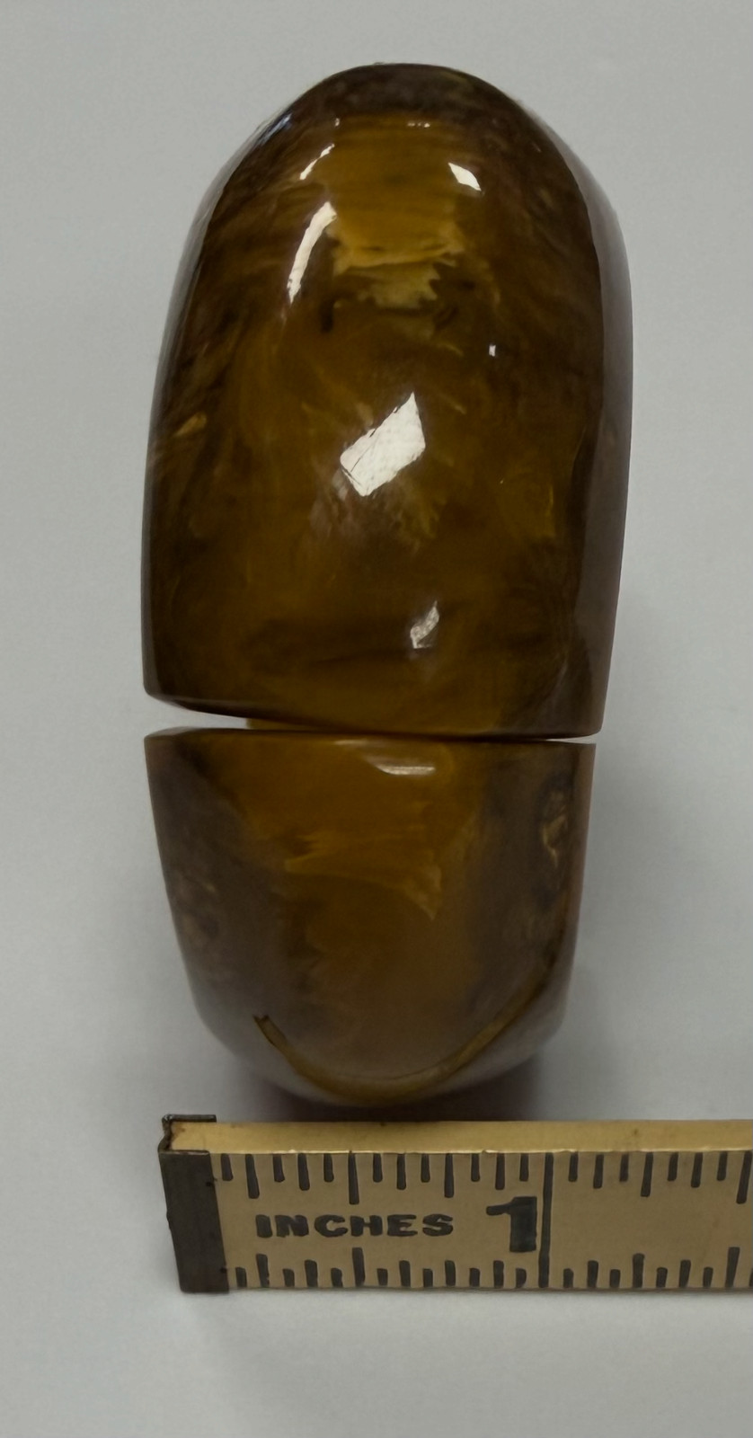 Vintage Verified Bakelite Hinged Clamper Bracelet Marbled Butterscotch Yellow