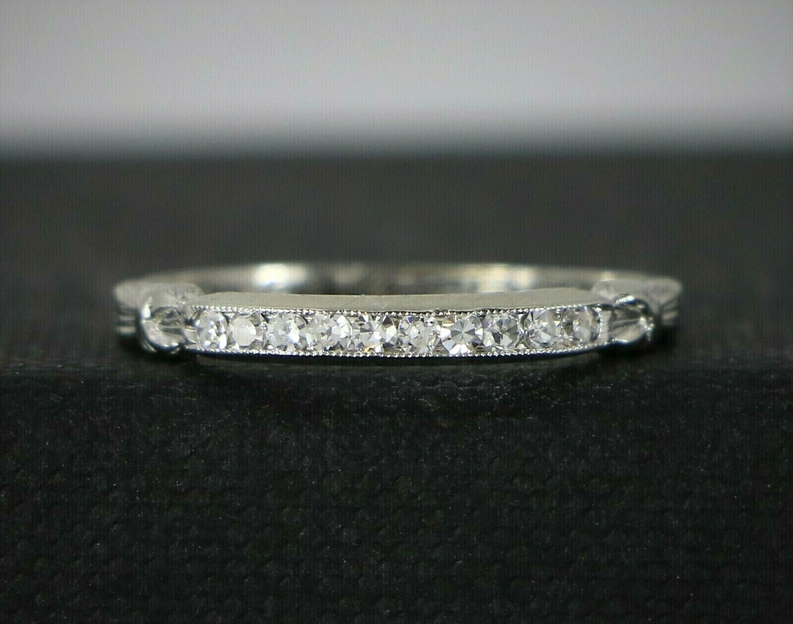 1/3CTW White Round Cut CZ Art Deco Antique Style Wedding Band Ring In 925 Silver