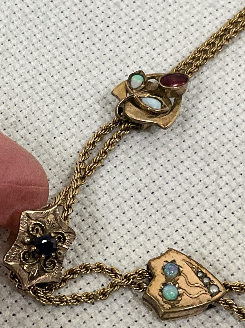 Fabulous Antique 8 Slides Victorian Gold Filled Watch Chain Necklace