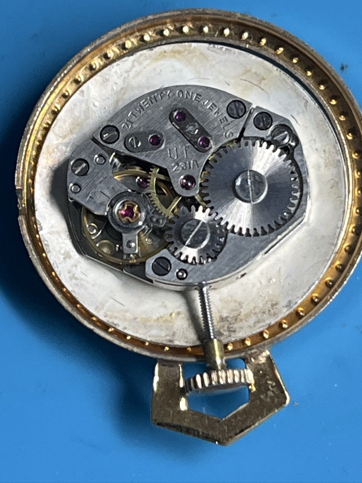 Gold Tone Crawford Watch Pendant Swiss Manual Wind