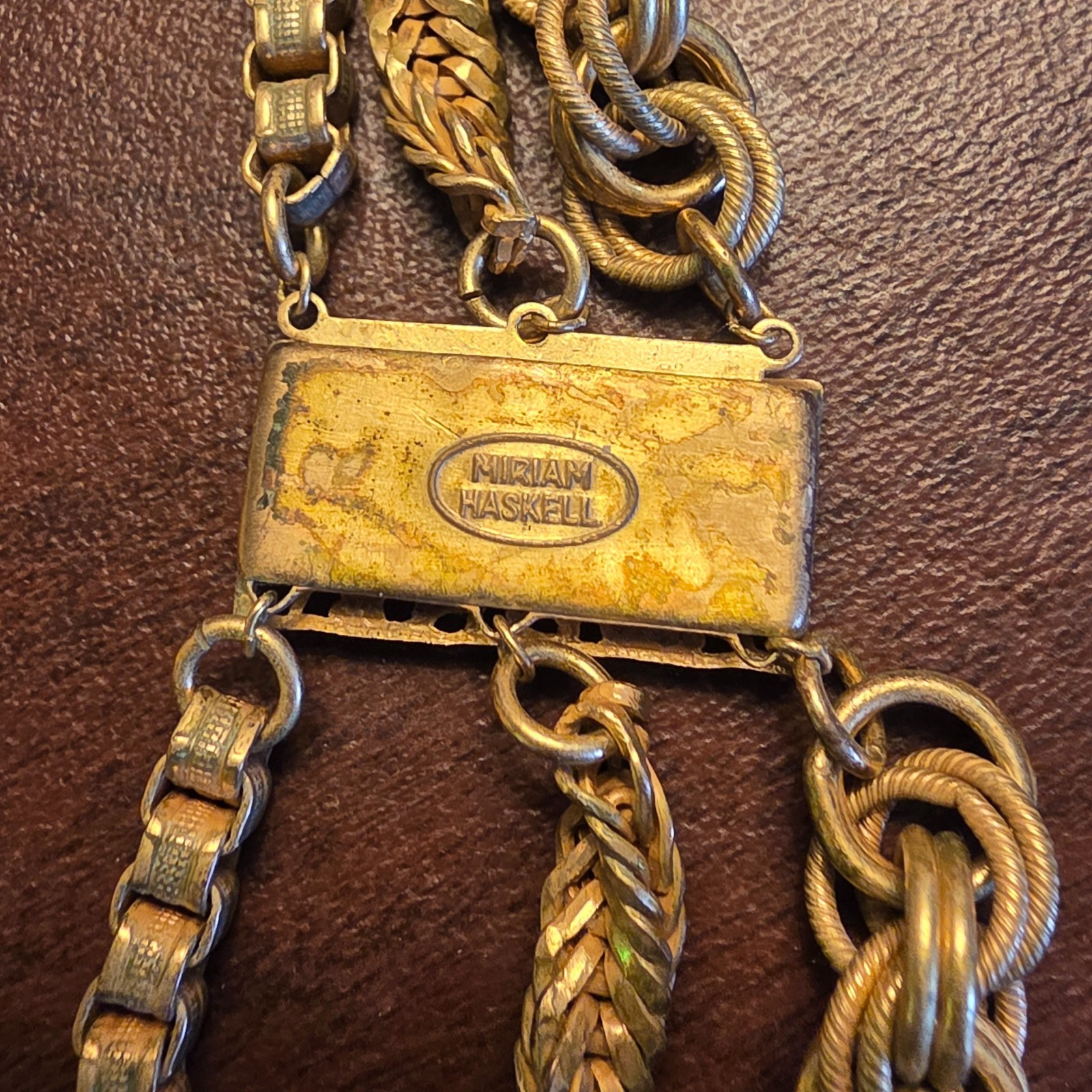 MIRIAM HASKELL MULTI GOLD ROPE CHAIN NECKLACE VINTAGE SIGNED WITH BOX