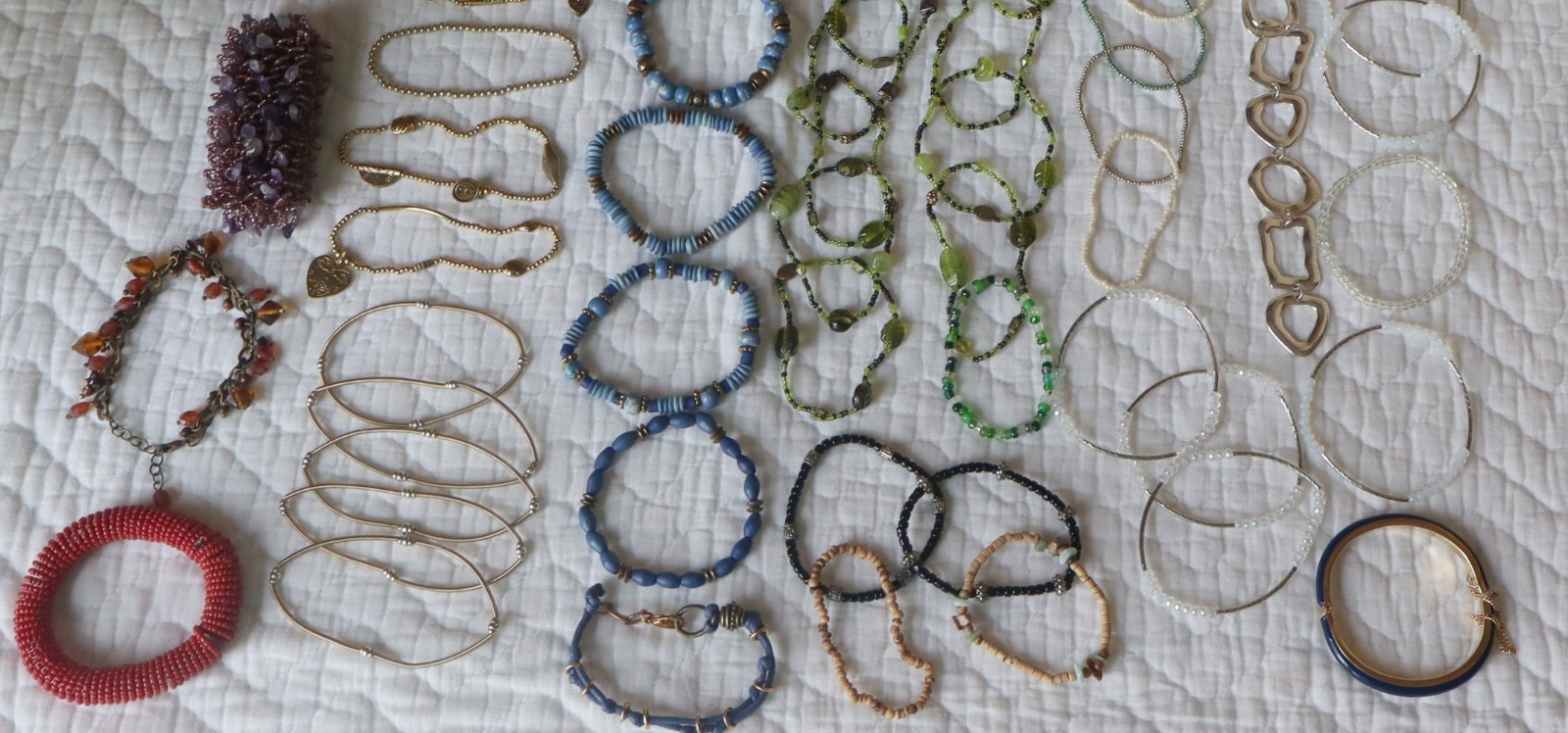 Mix Jewelry BRACELETS 66+ pc Lot, 3 Lbs,wearable, some with semi-precious stones