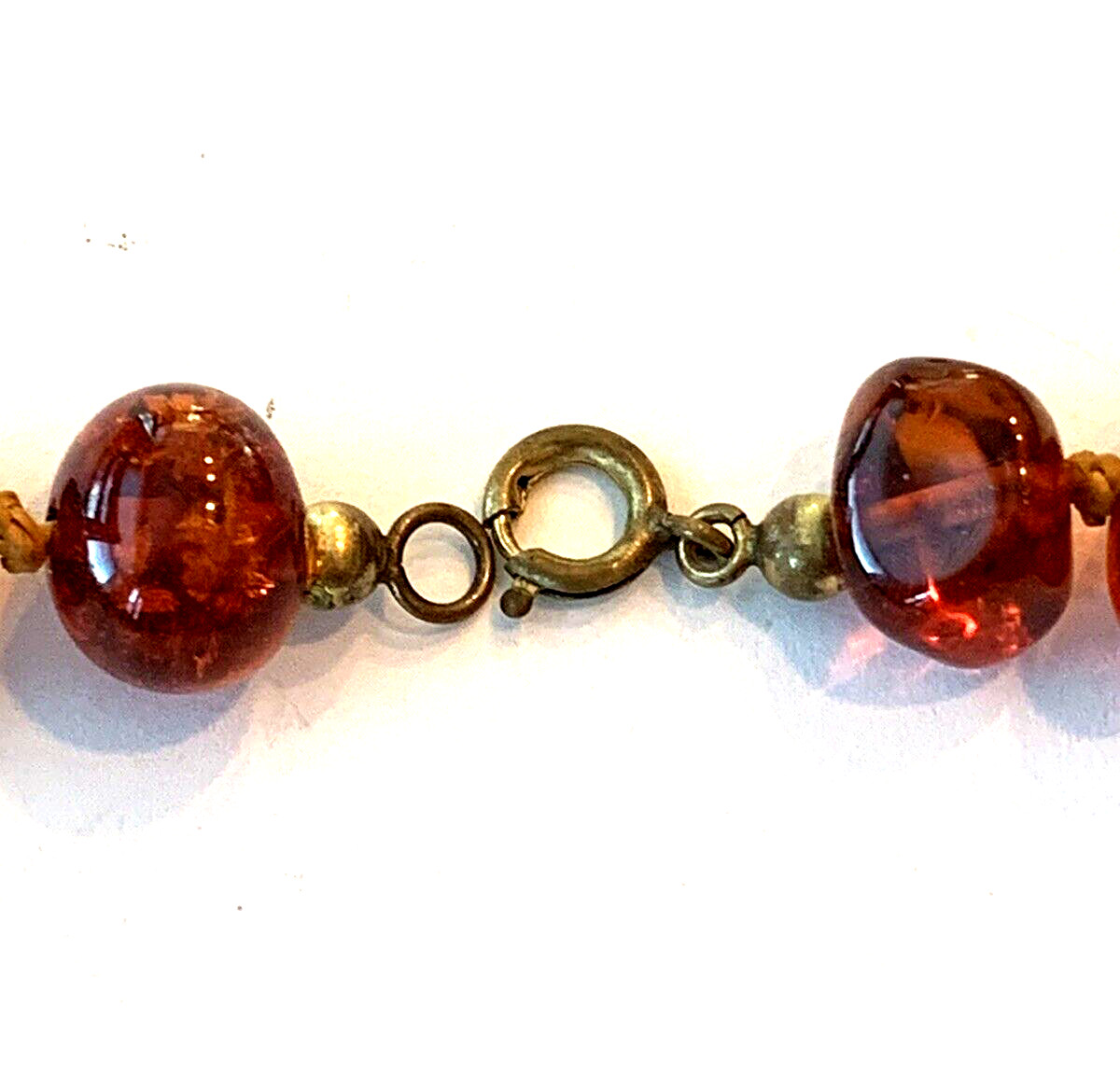 GENUINE BALTIC AMBER BEADED BRASS CLASP NECKLACE – 44 g. Vintage