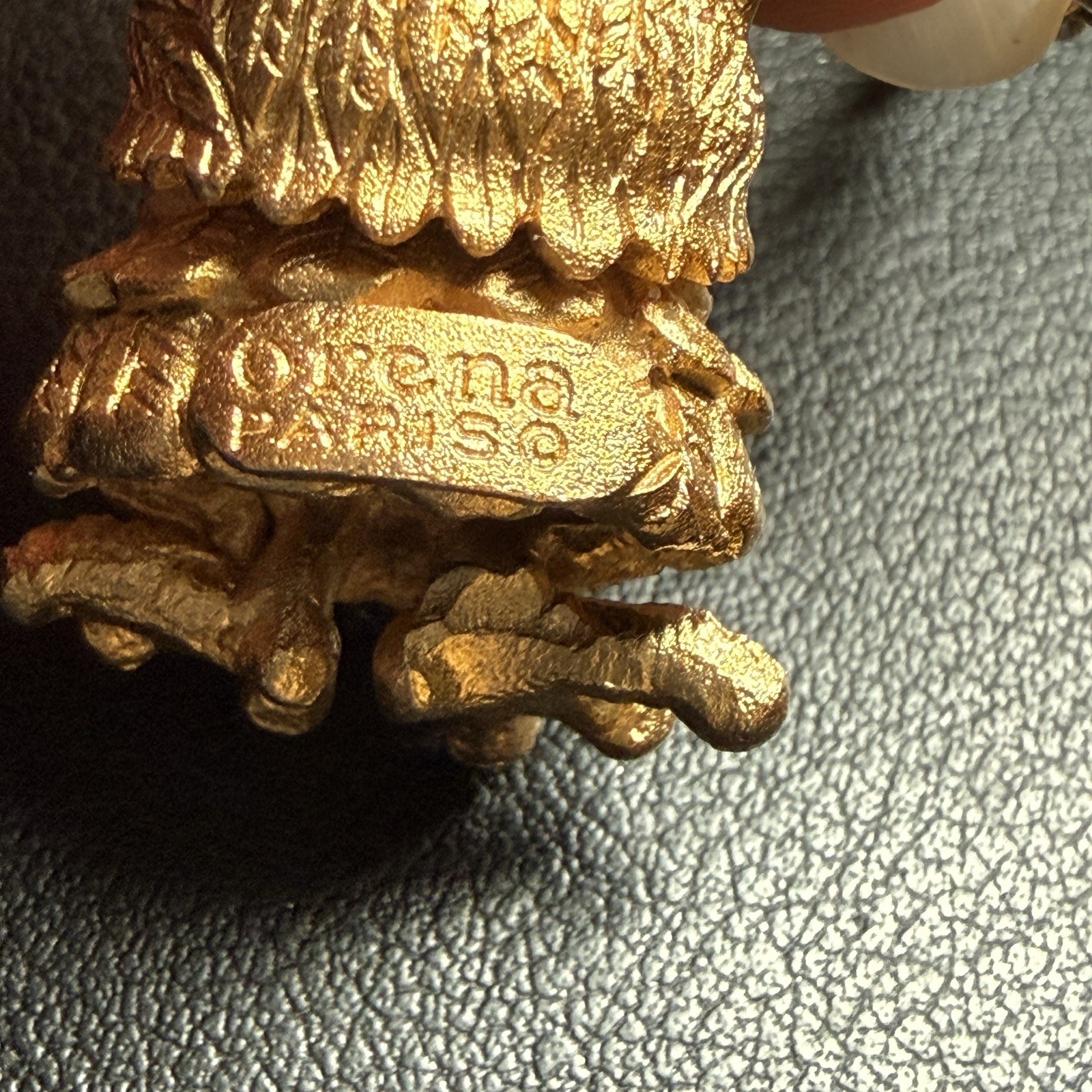 Vintage ORENA PARIS Rare Gold Tone OWL with Amber Eyes Pendant Necklace