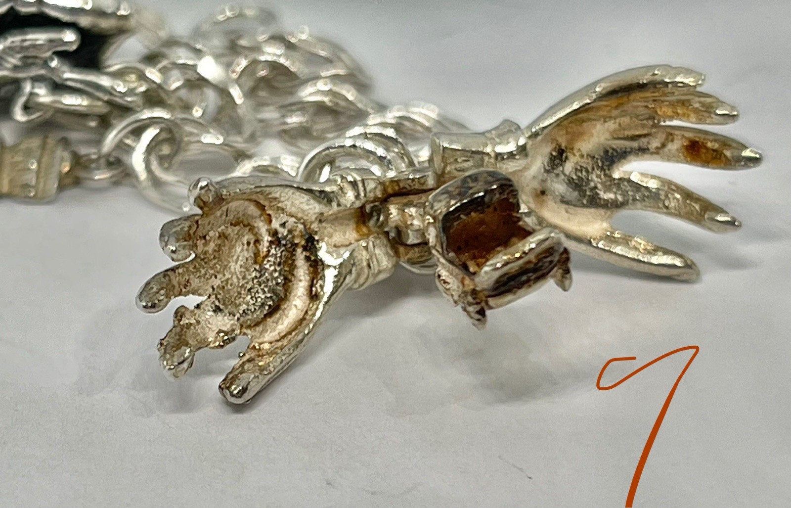 Vintage MCM HANDS that Hold Surprises Sterling Silver Charms Pendants Fobs