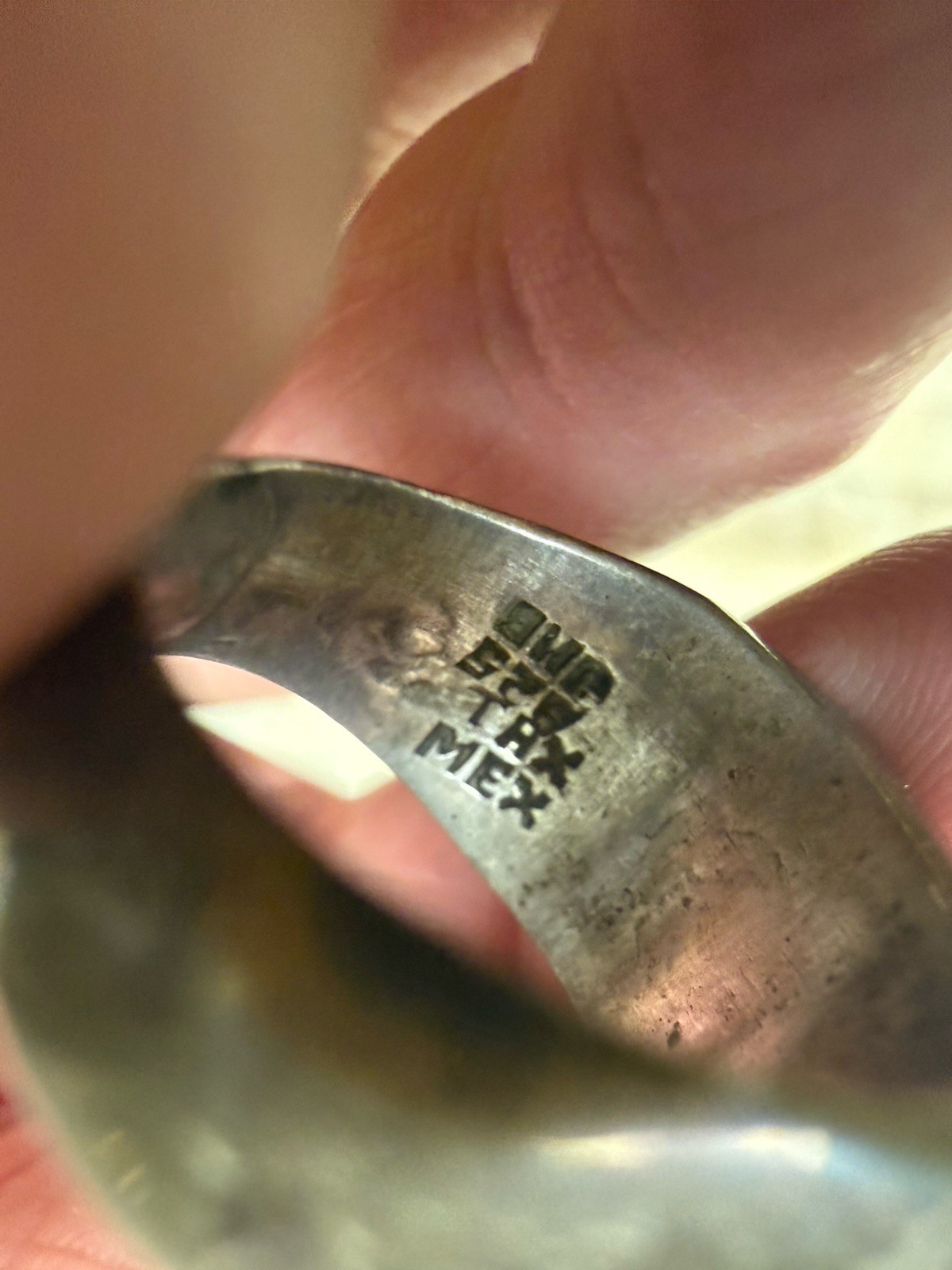 Tax Mex Sterling JMB 925 Silver Inlay Ring Vintage Signed Sz 6.5