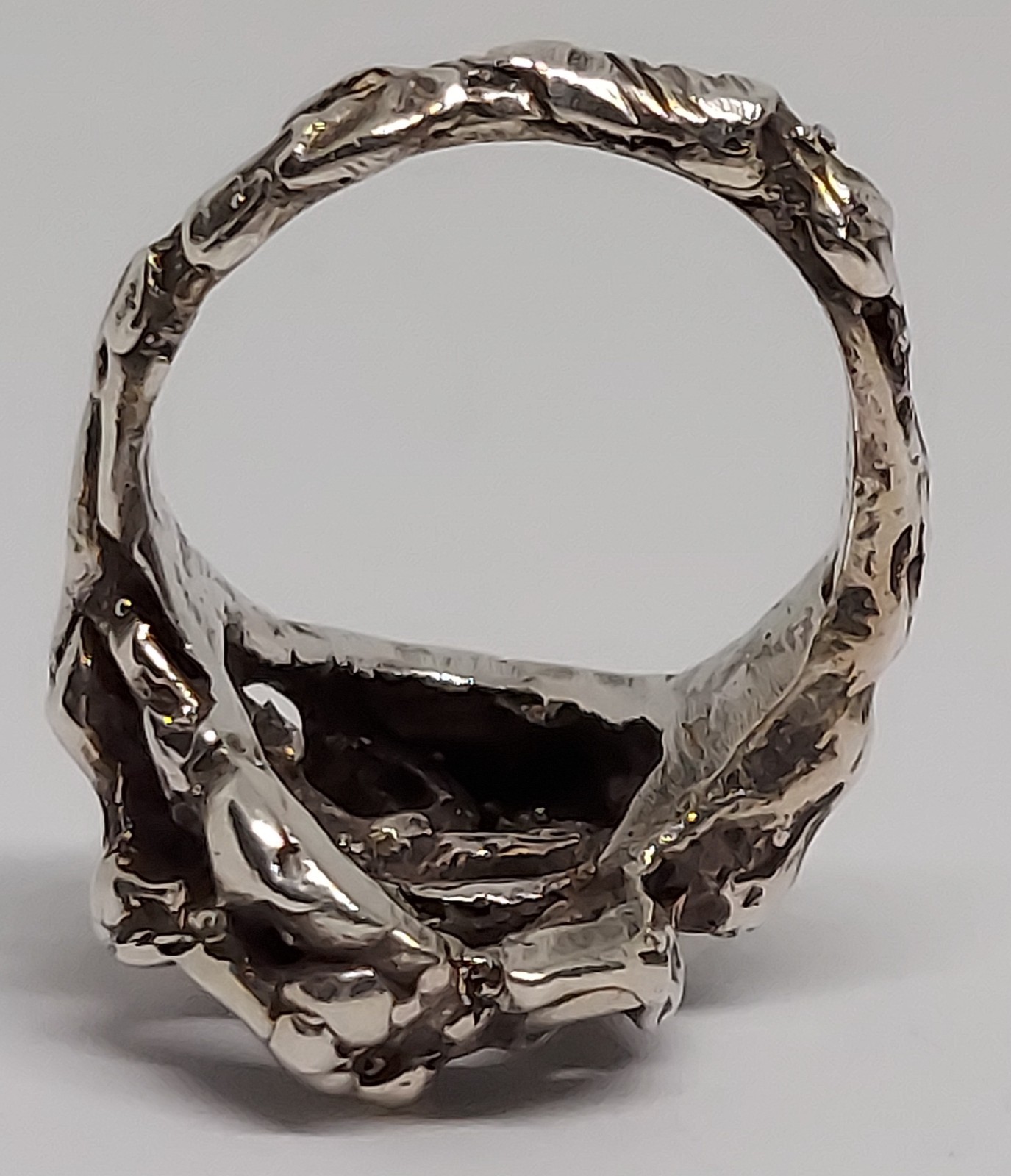 Vintage Brutalist Modernist RING Sterling Silver Handmade size 7.5