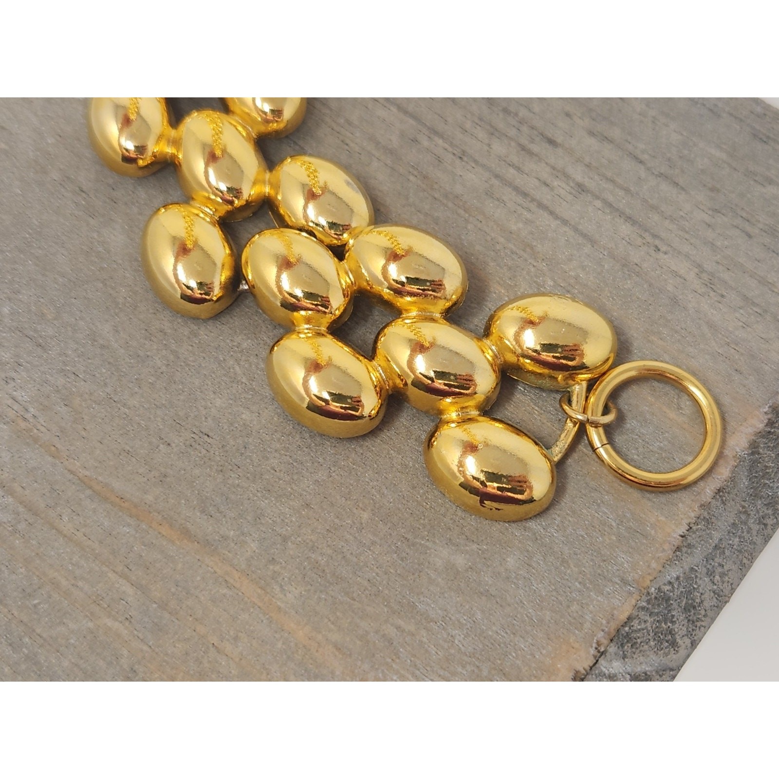 Heavy Panther Link Gold Tone Chunky Necklace Vintage Designer 18″ Toggle Closure