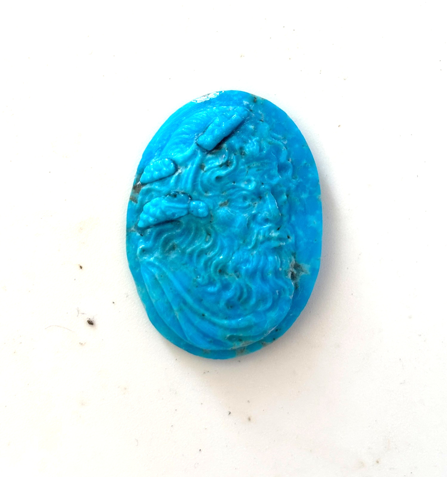 AMAZING ORIGINAL TURQUOISE CAMEO HANDMADE BACCUS GOD