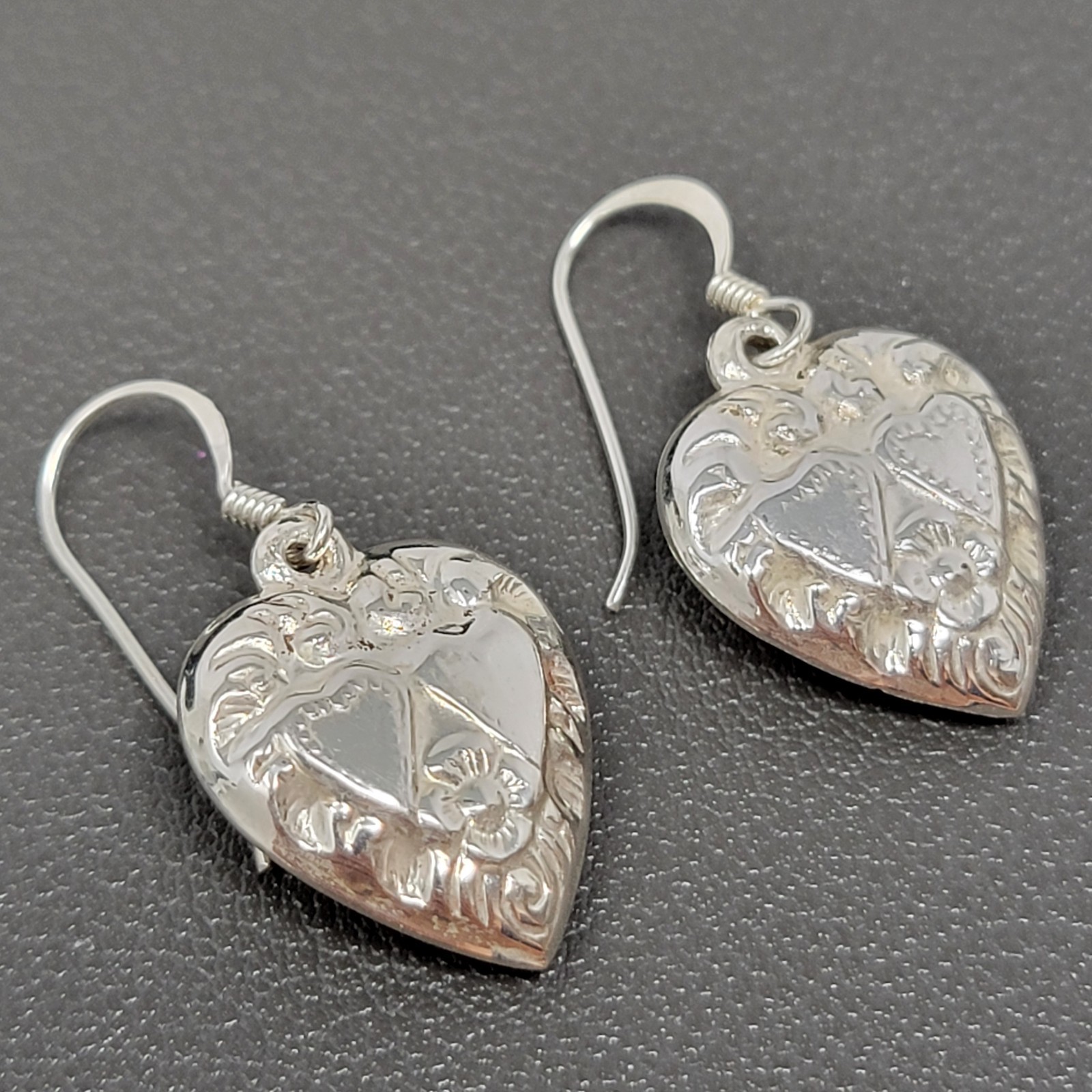 925 Sterling Silver Hearts & Flowers Dangle Drop Earrings