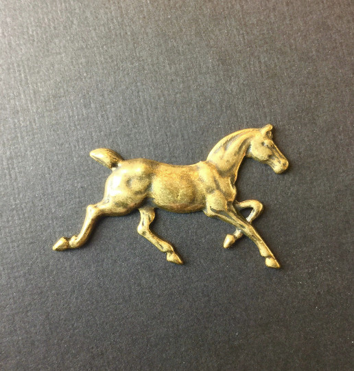 40203 Brass Oxidized Large Running Horse Jewelry Finding