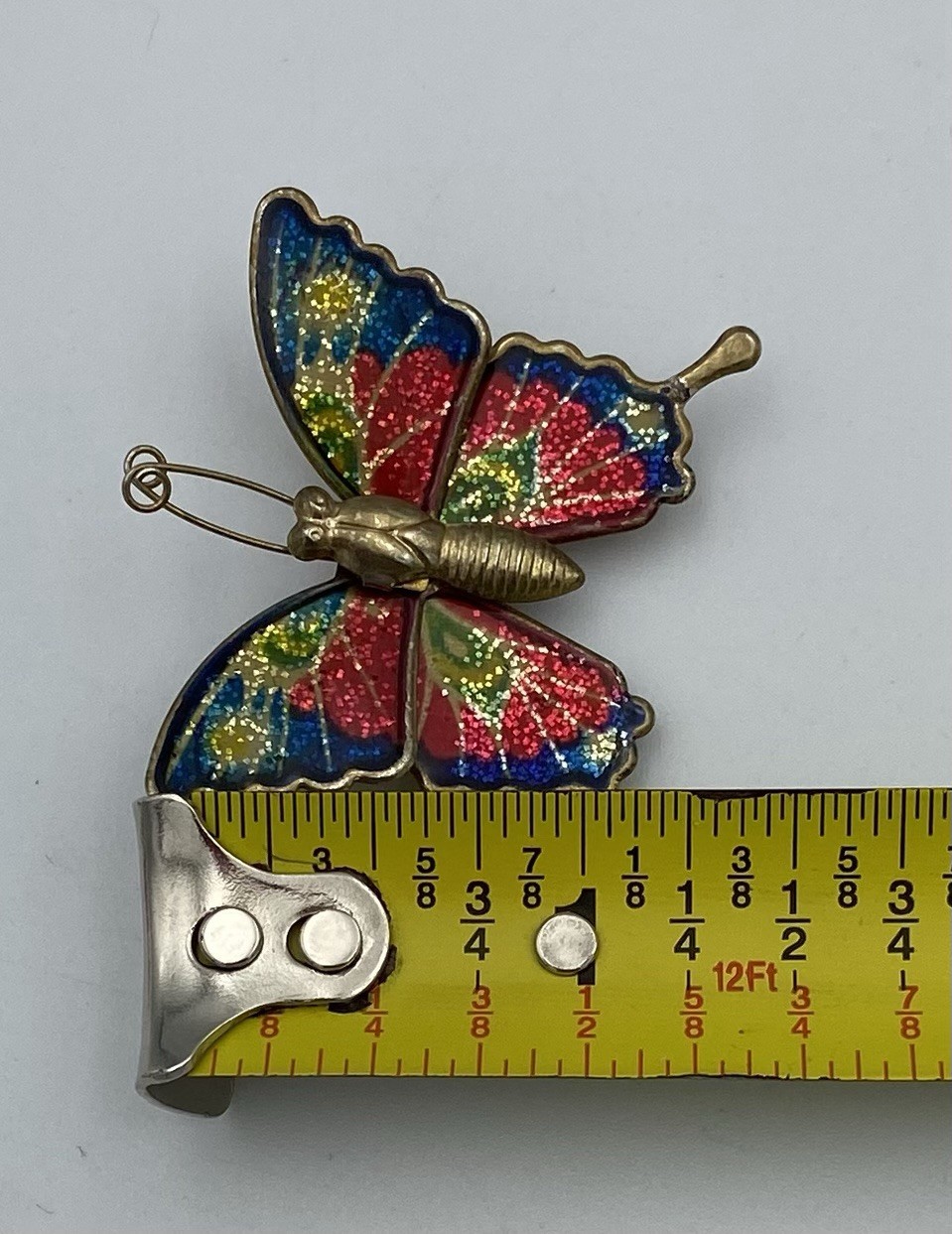VTG Enamel Butterfly Brooch Pin Colorful Lightweight