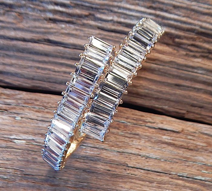 Retro Vintage Baguette Rhinestone Bypass Cuff Bracelet MONET NWOT S16