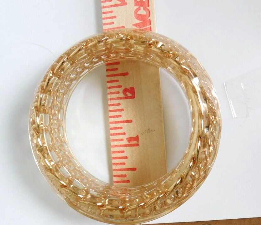 VTG Clear Resin with Embedded Metal Linking Chain Bangle Bracelet