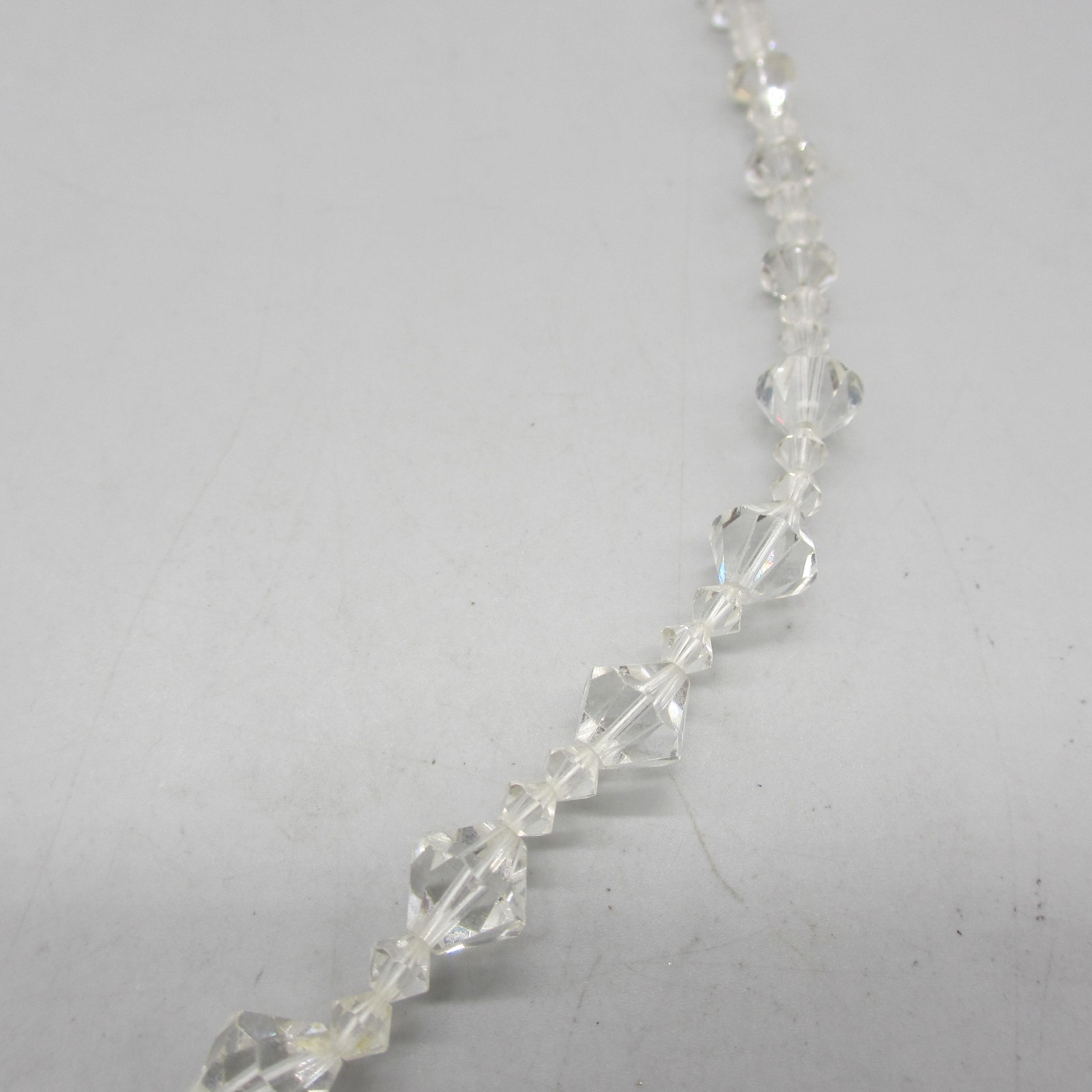 Vintage AB Necklace Clear Bicone Beads 23 Inch