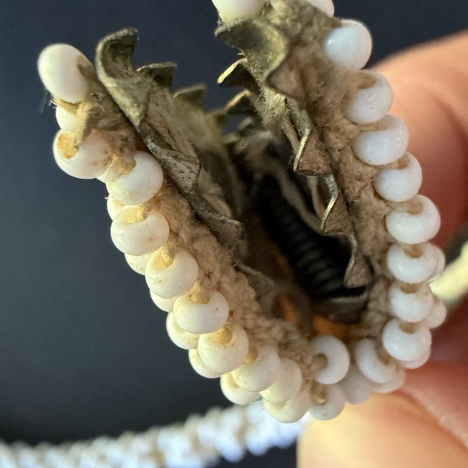 1920-30 Crochet Beaded Snake Necklace Metal Clamp Rare WWI Prisoner of War RARE