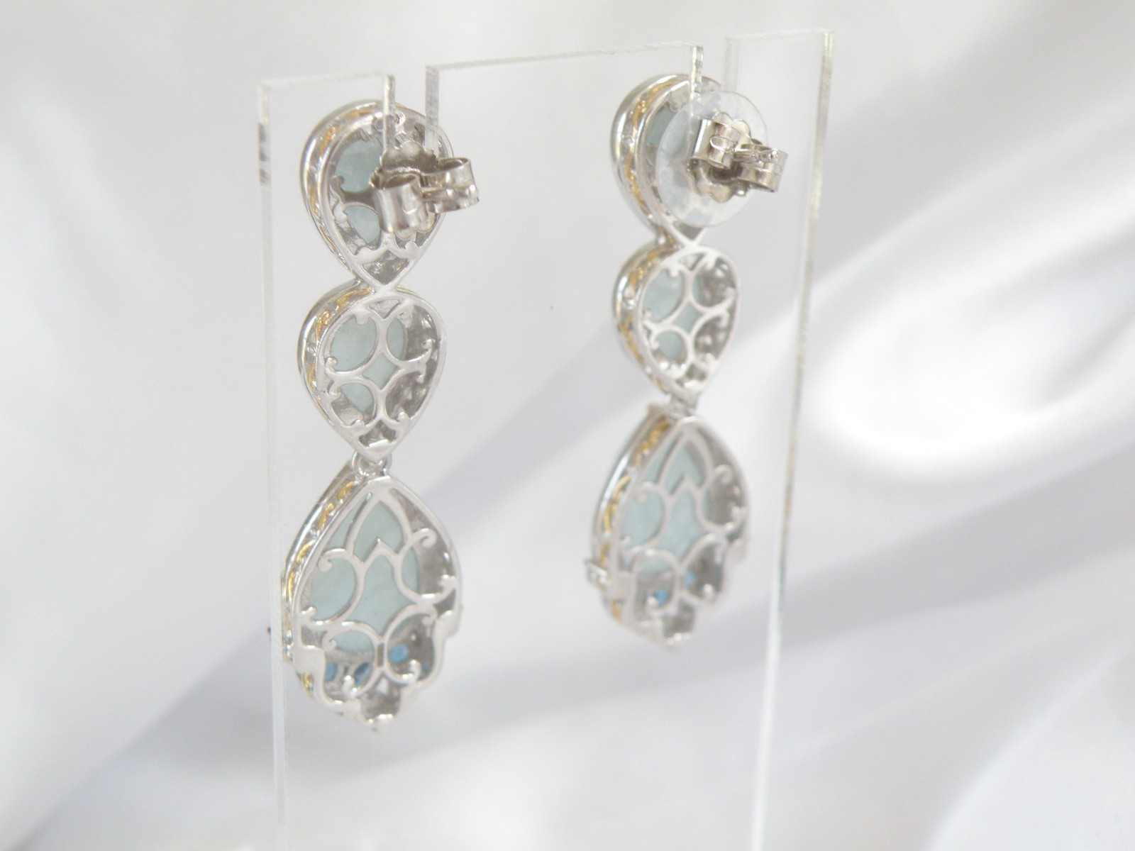 Gem En Vogue Michael Valitutti Sterling Silver 925 Milky Aquamarine Earrings