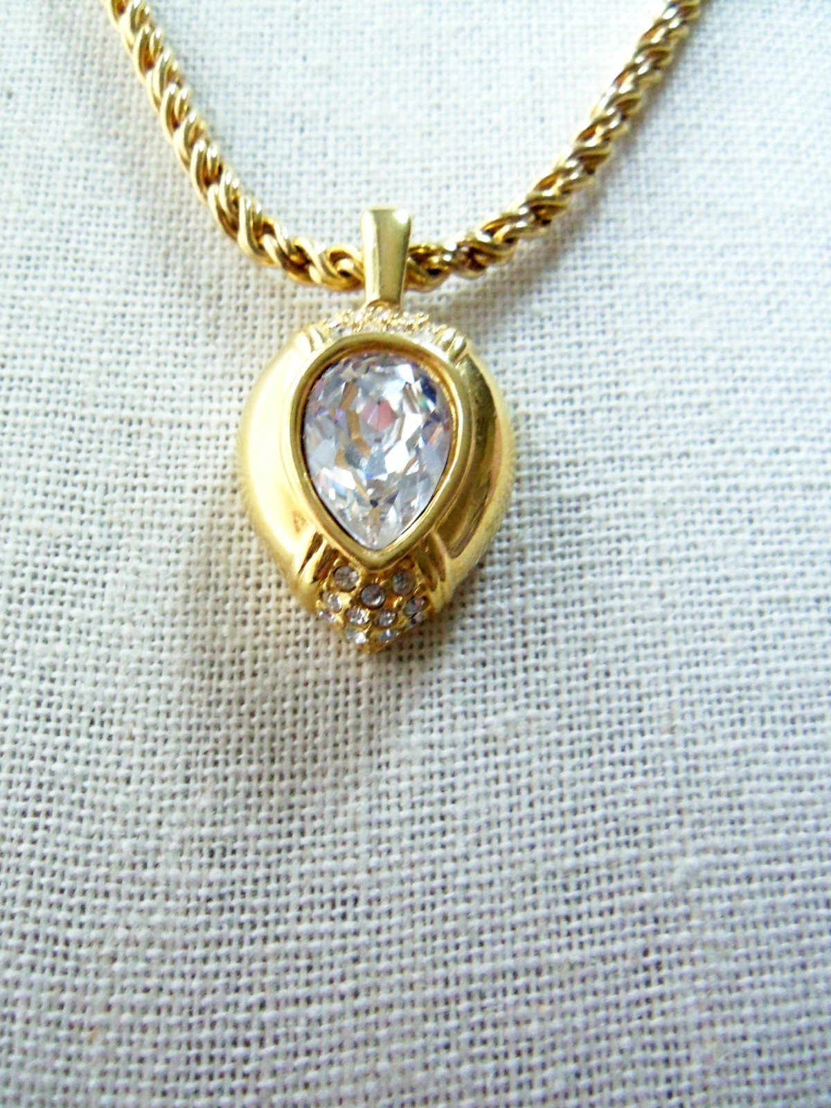 Vintage SAL Swarovski Crystal Pendant Rope Chain Necklace 24′
