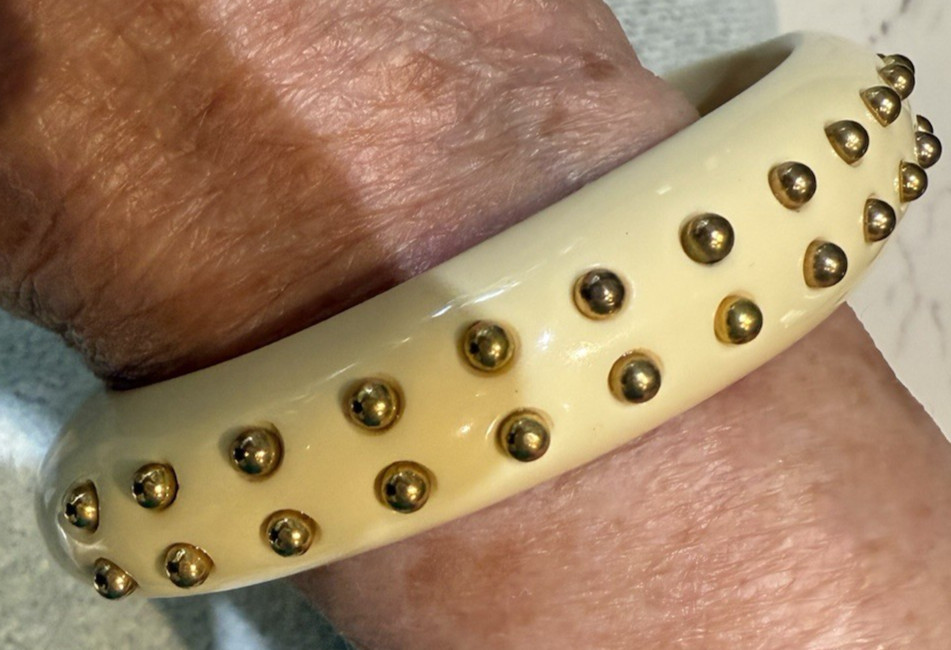 VTG Kenneth J. Lane signed Oval Bangle Bracelet with gold Studs