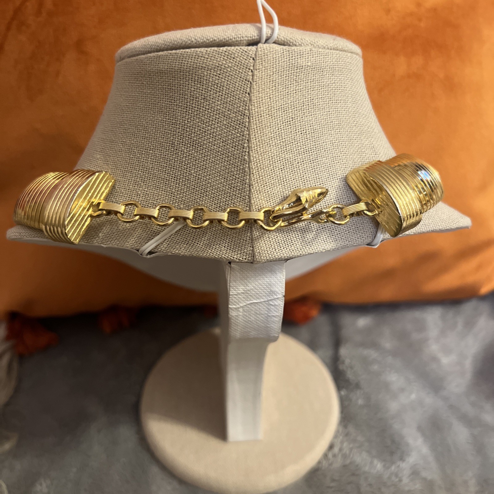 Vintage Gay BOYER Gold Tone Stretch Omega Collar Choker Necklace Unsigned