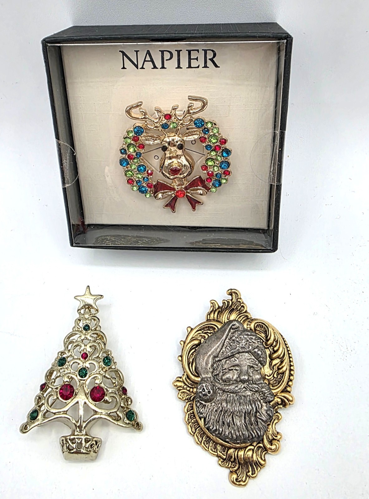 Novelty Christmas Brooch Pins Pendants Tree Santa Reindeer Vintage Collection 3