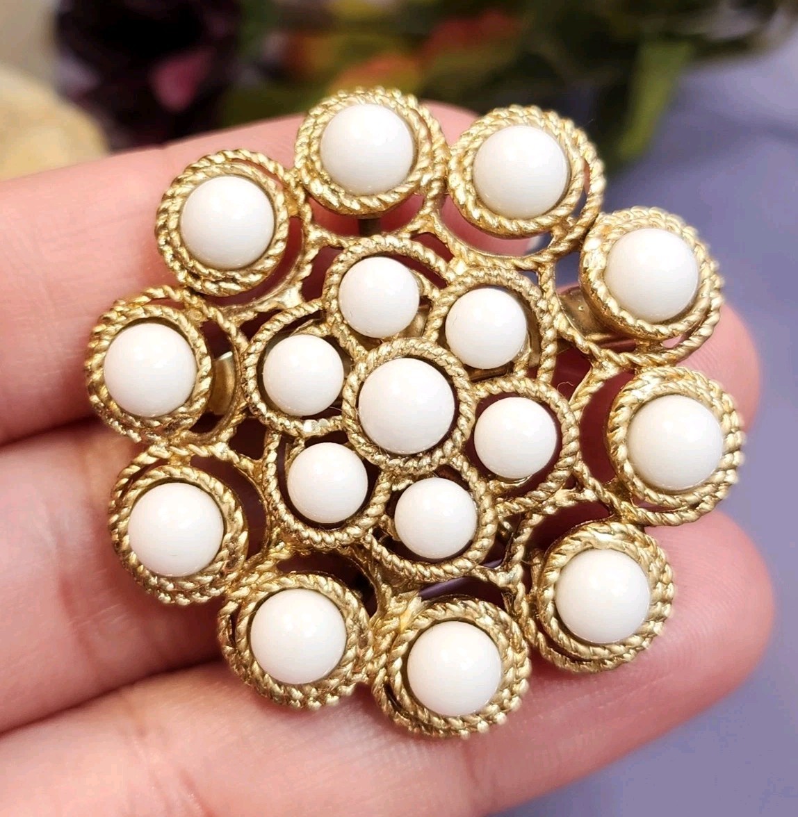 Vintage Stella & Dot Paradise Brooch Gold Tone Braided Metal Work
