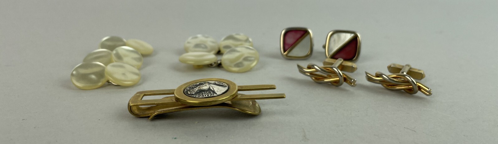 VTG LOT Of 7 Gold Plate metal cufflinks + Equestrian MONEY CLIP MIXED LOT