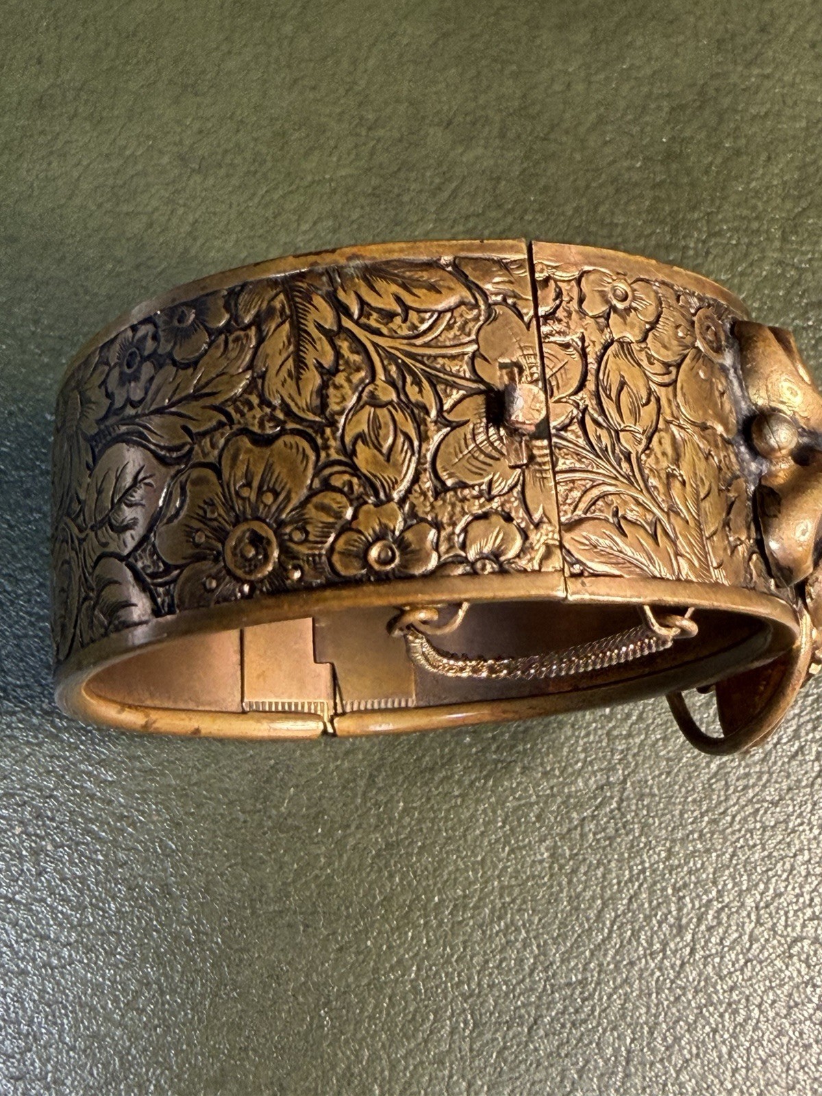 Antique Victorian Porcelain Miniature Portrait Bangle Cuff Bracelet C. 1900