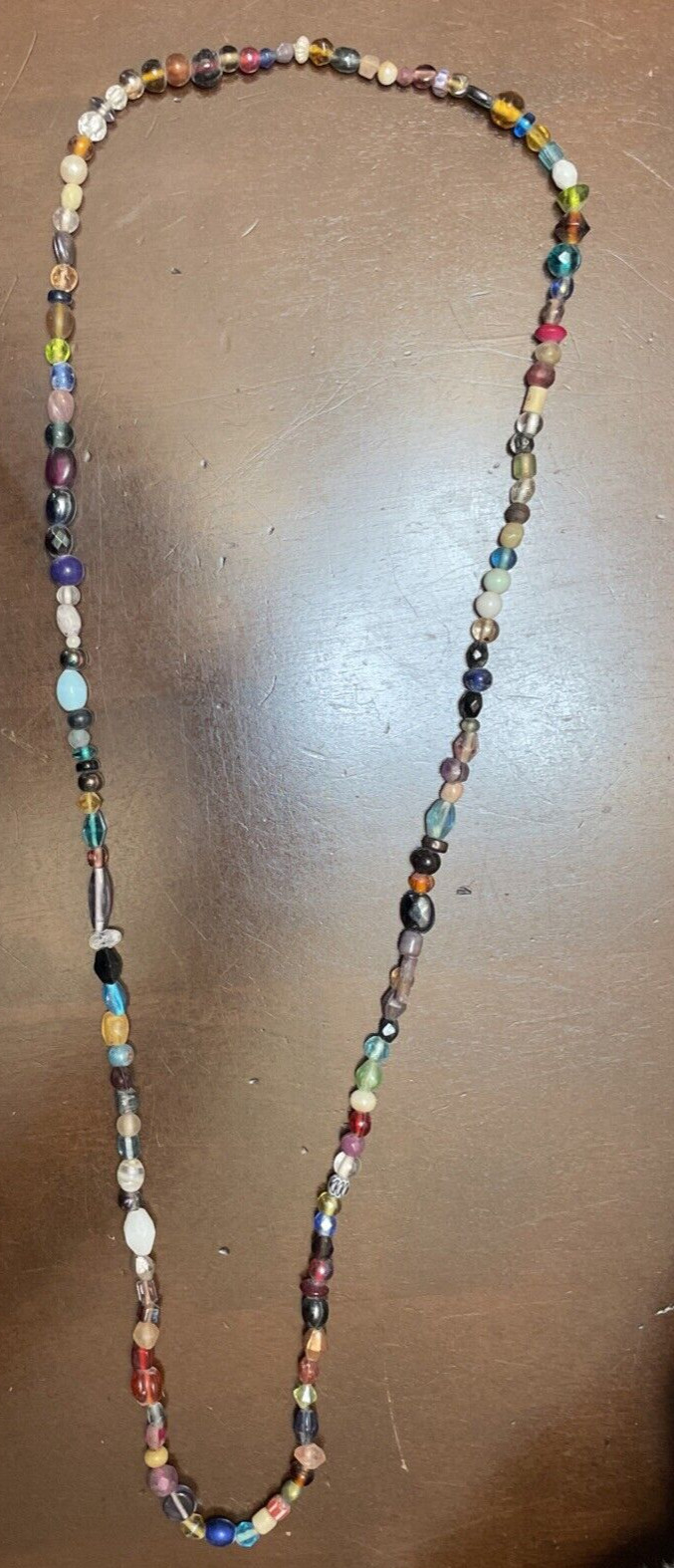 Vintage Glass Stone Bead Necklace Gemstone Beaded Colorful Boho