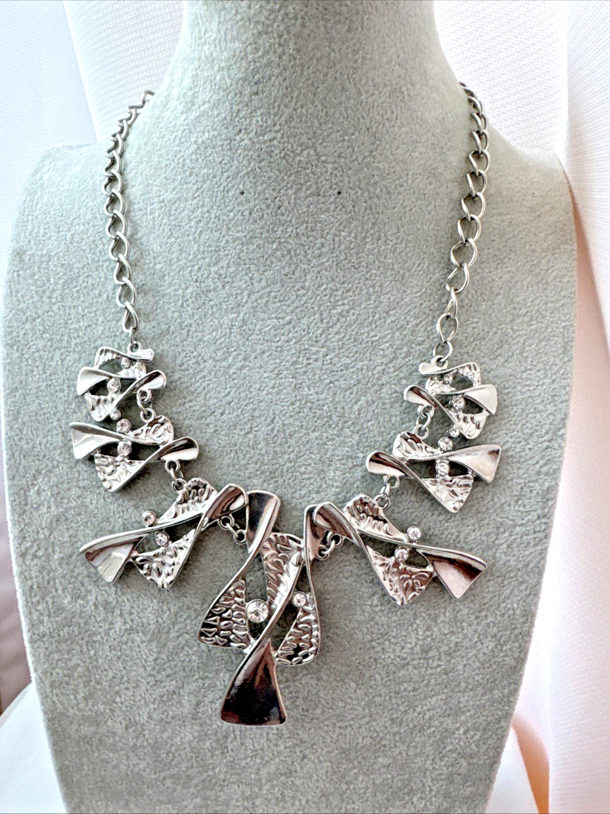 Vintage 1990s y2k Brutalist Textured Metal goth Modernist Necklace boho Unique
