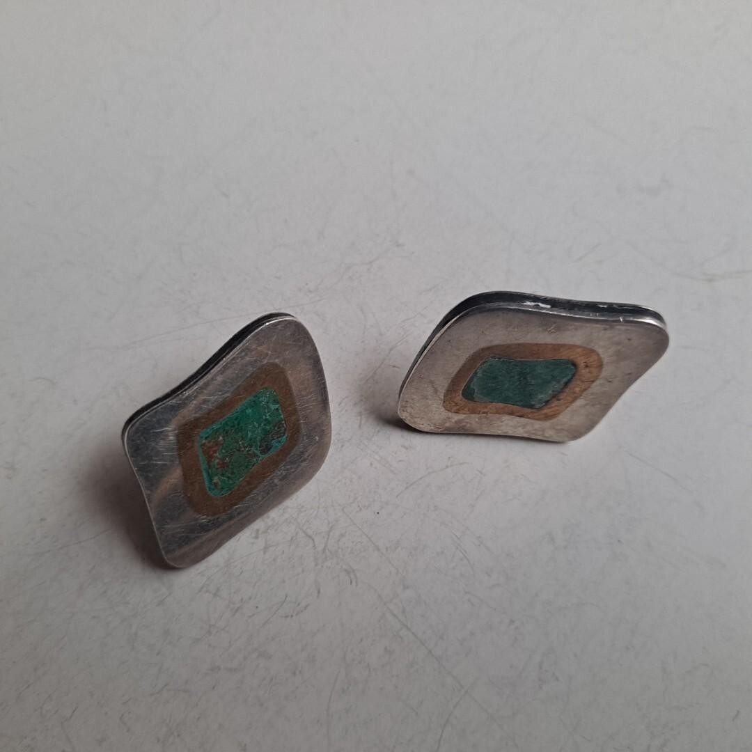 Vintage MCM Signed Mexican S.S. LOS CASTILLO Jewelry Ear Rings Taxco