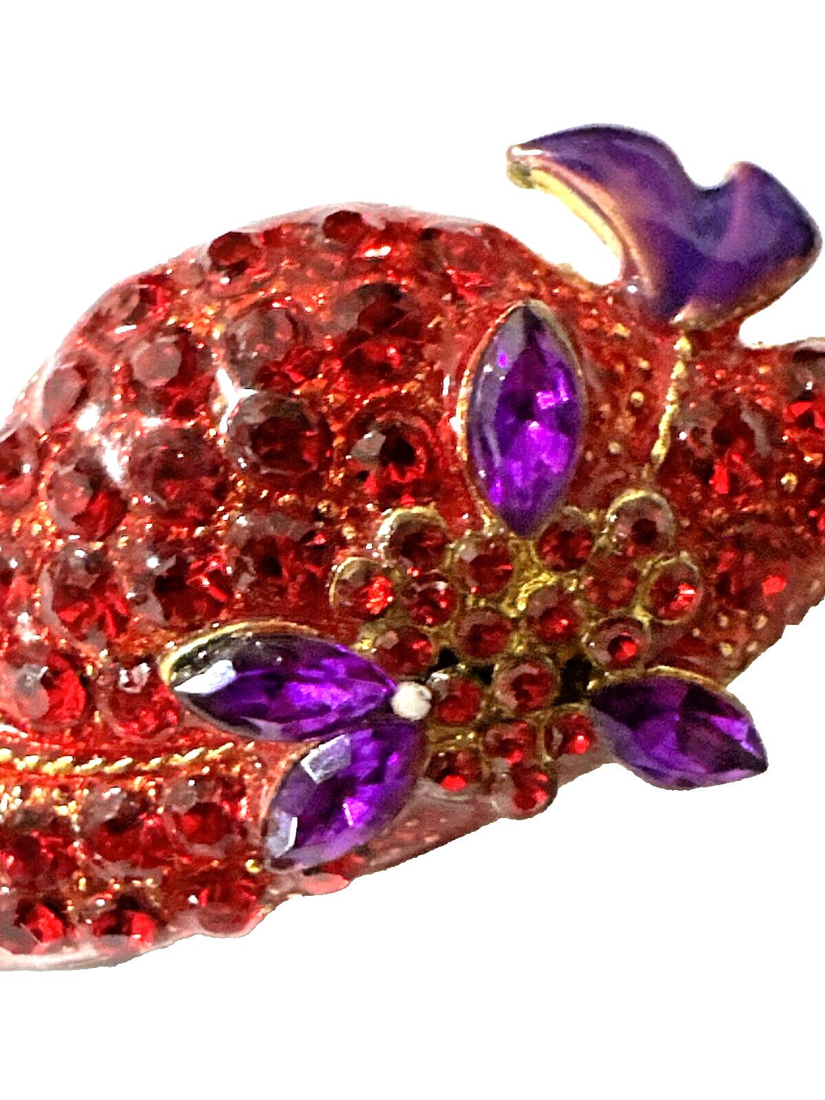 Vintage RED HAT Brooch Purple Enamel Red Crystal Rhinestone 1 1/4″ Society Pin