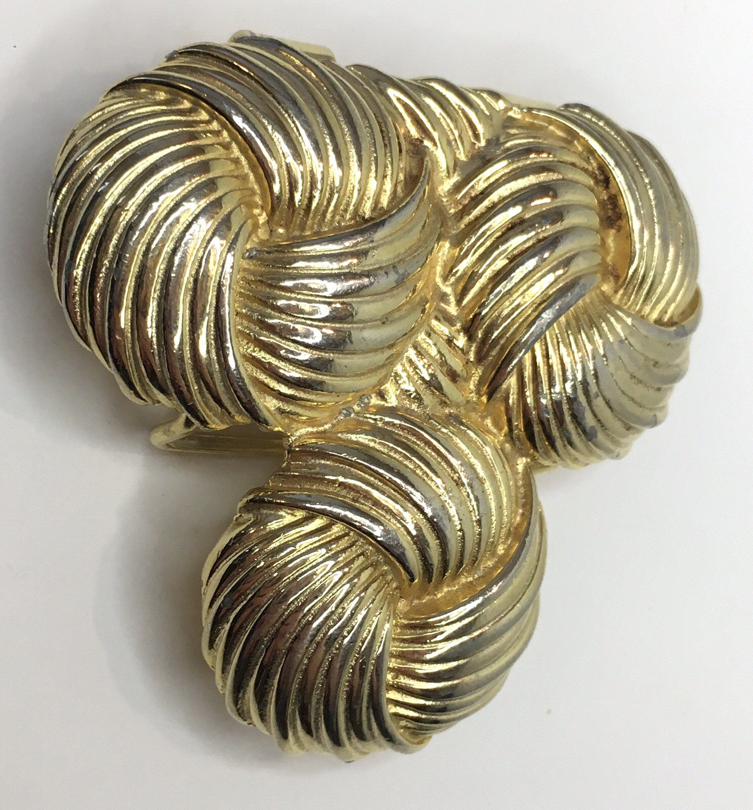 Gay Boyer Signed Scarf Clip Gold Tone Textured Vintage Accessory