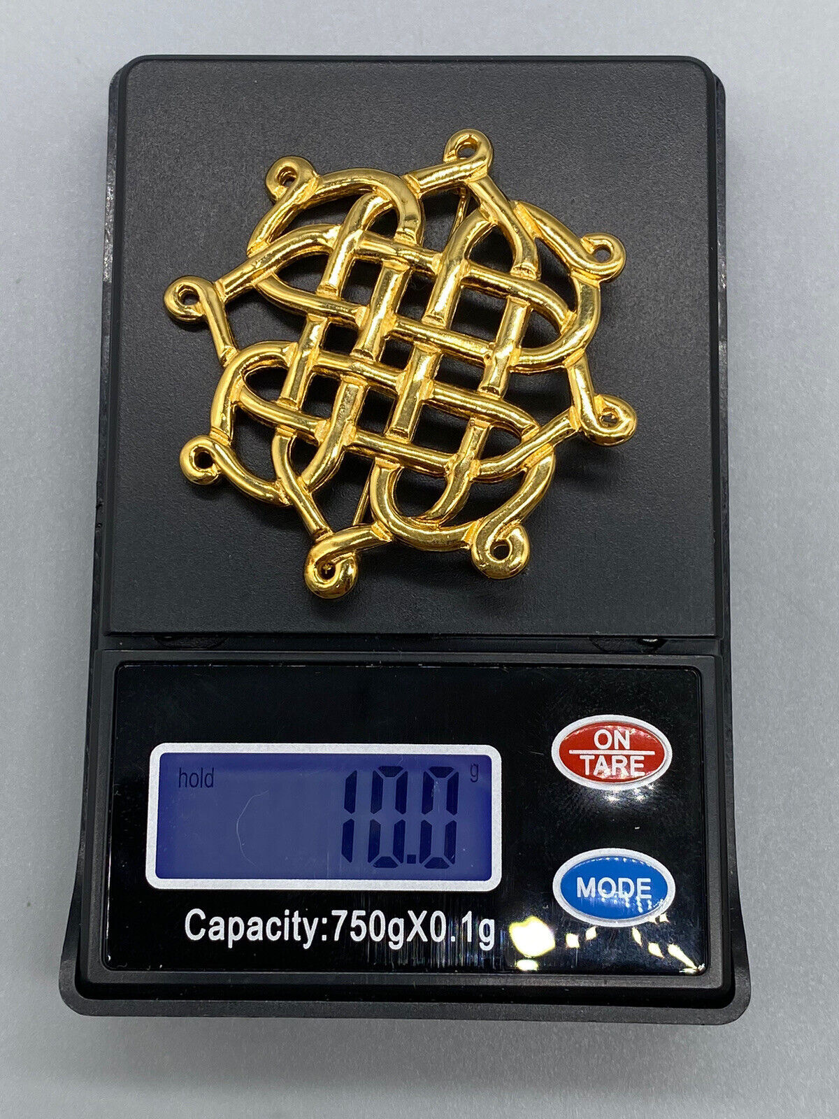 VTG H & H Sterling Gold Plated Celtic Knot Brooch Pin Pendant Hand and Hammer
