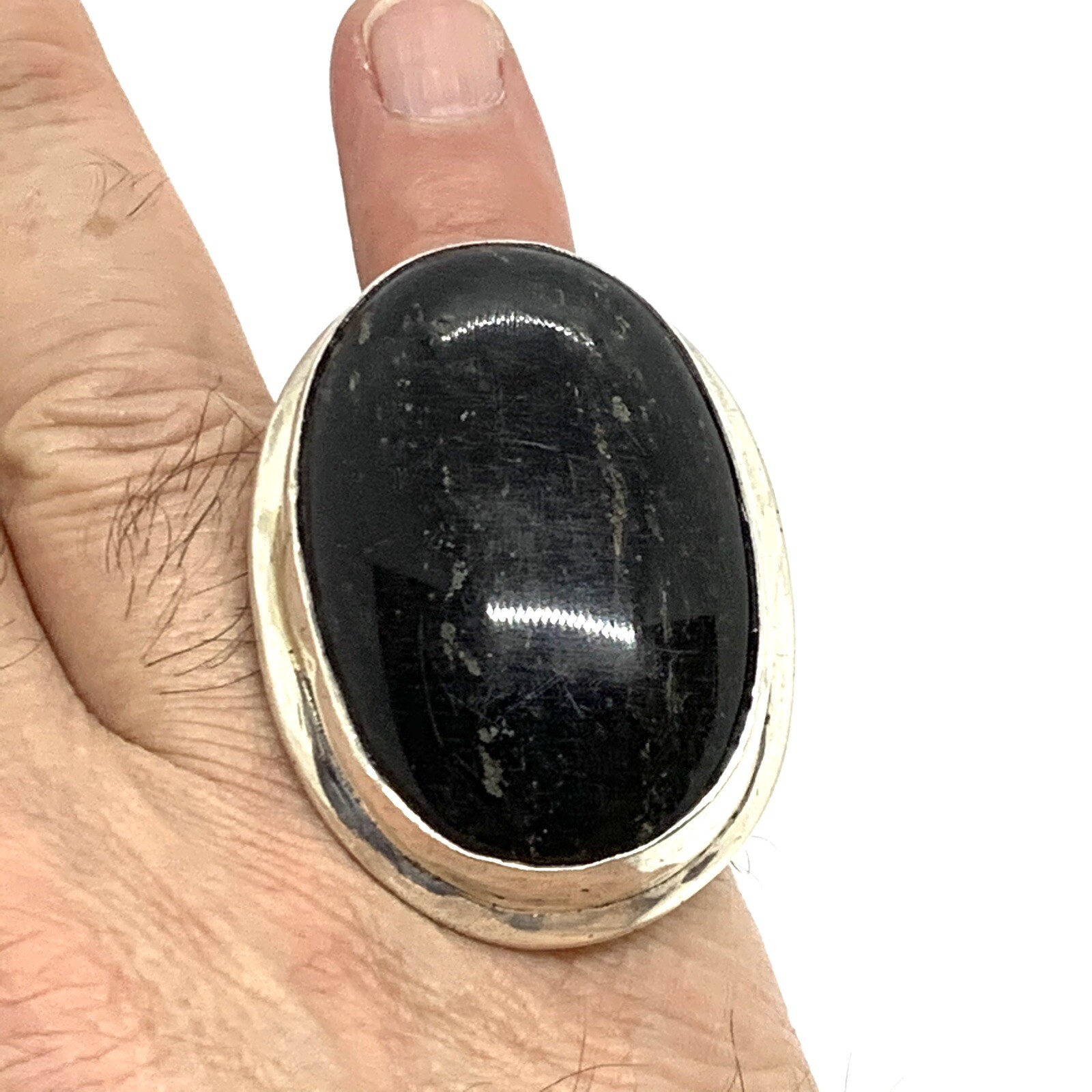 David San Miguel Allende Mexican Sterling Silvet Black Coral Huge Ring Sz 7.25.