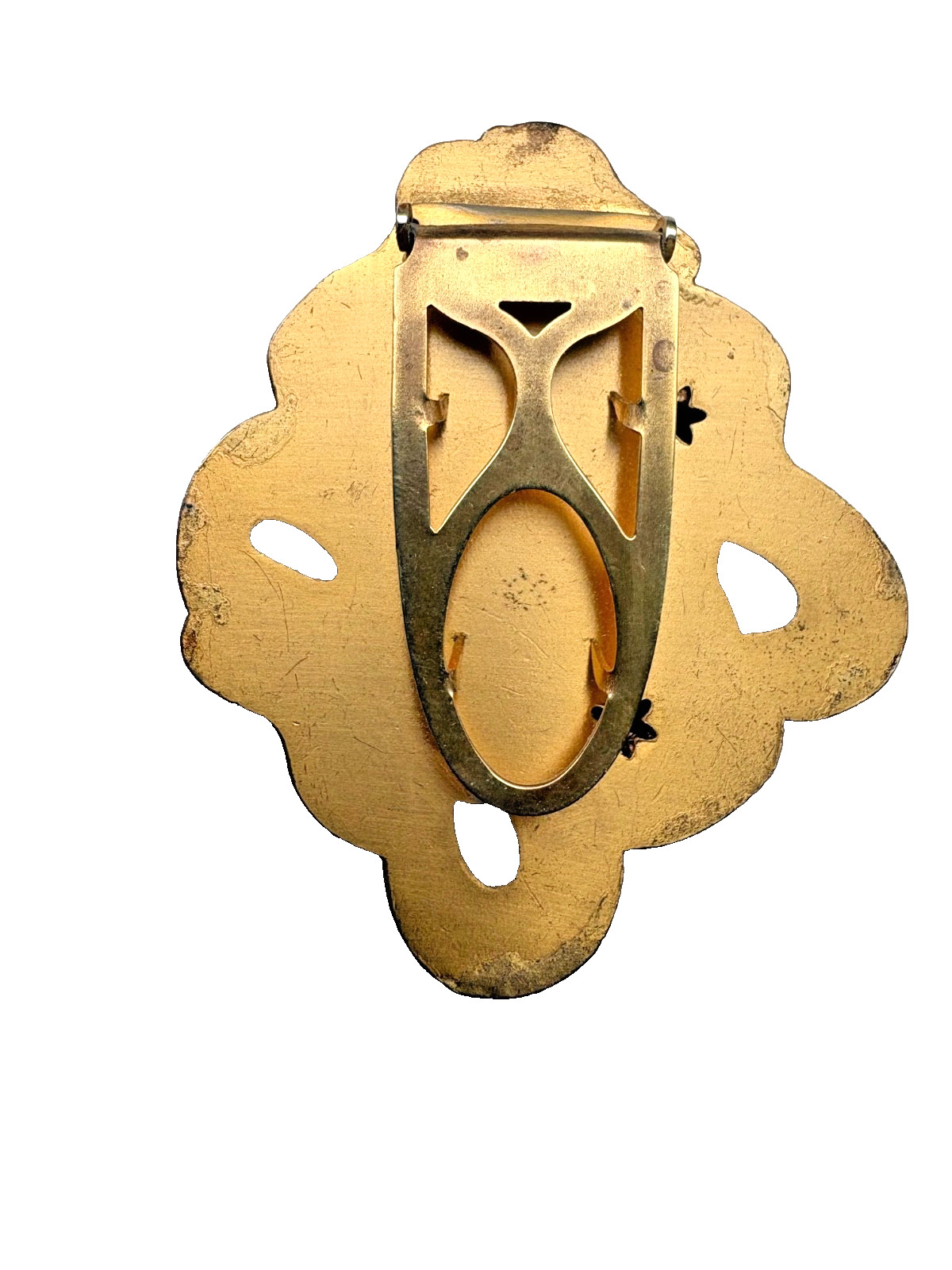 Vintage Art Nouveau Floral Dress Clip Brass Early 1930s