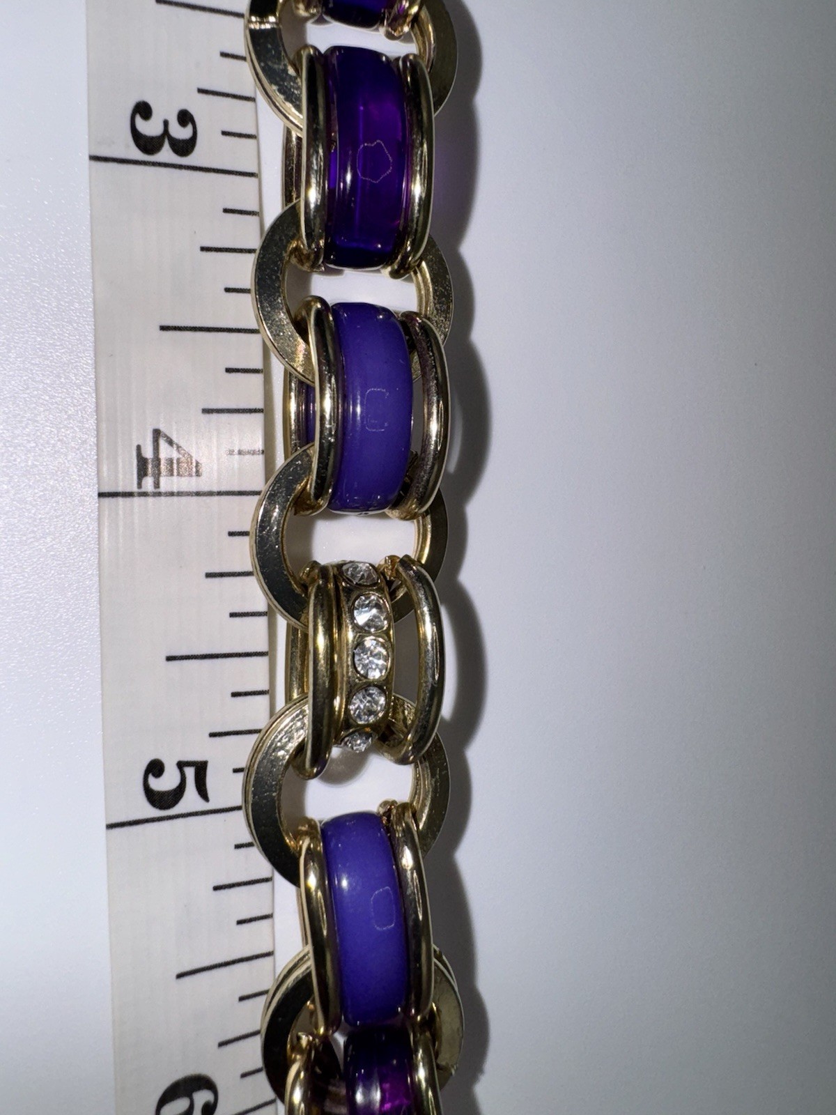Vintage Coldwater Creek Gold Tone Purple Enamel Necklace & Bracelet Set