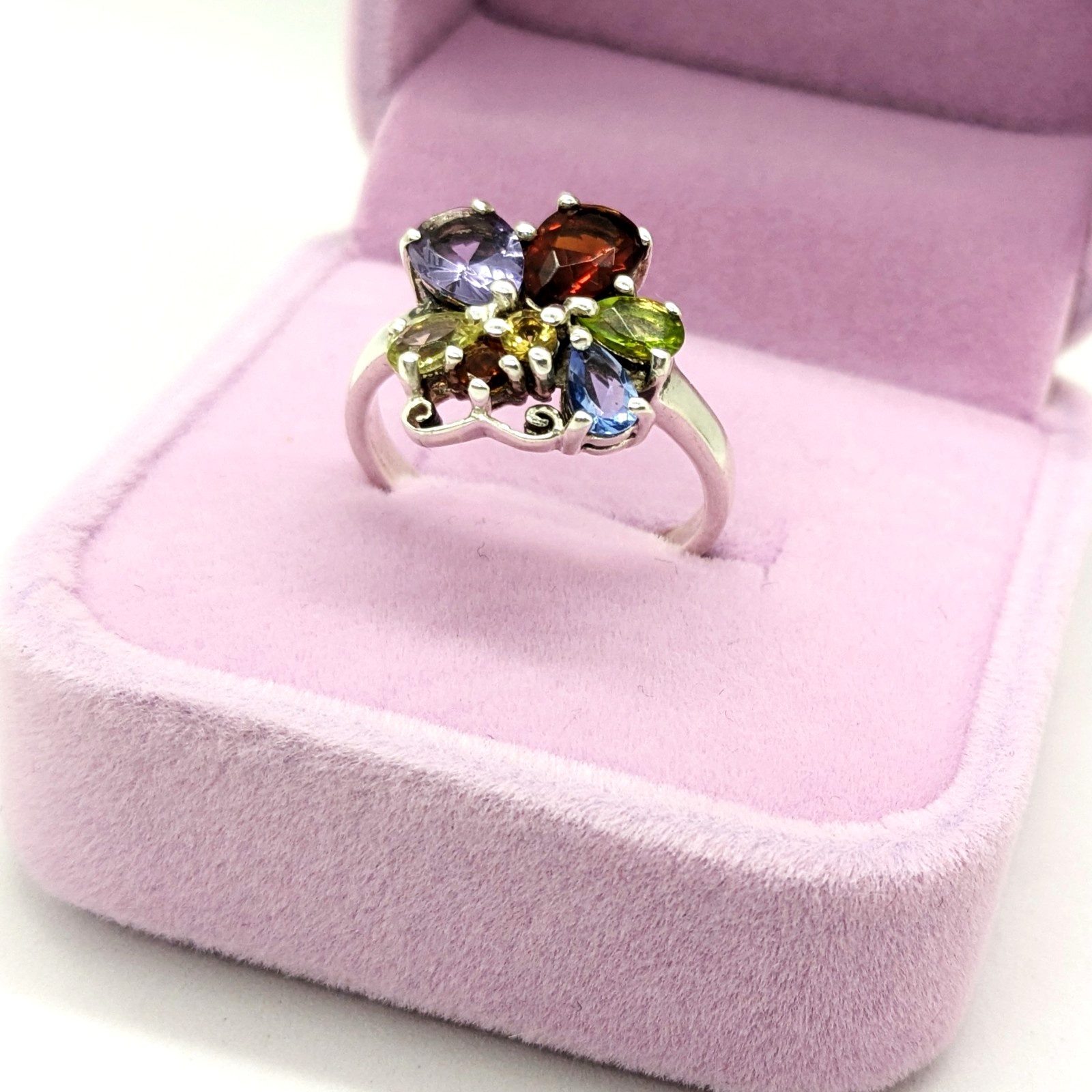 Vintage Luxury RING “Samotsvety”Silver 925 with Bright Stones -size: 7.5US| #127