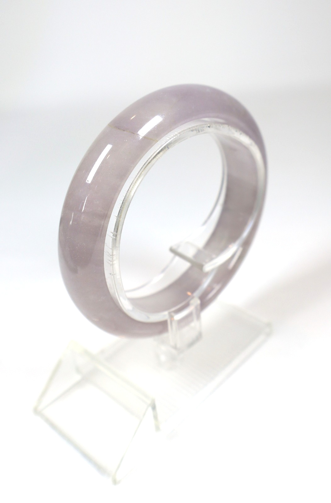 Rare Genuine Vintage Translucent Purple Lavender Jadeite Bangle 57.09mm Diameter