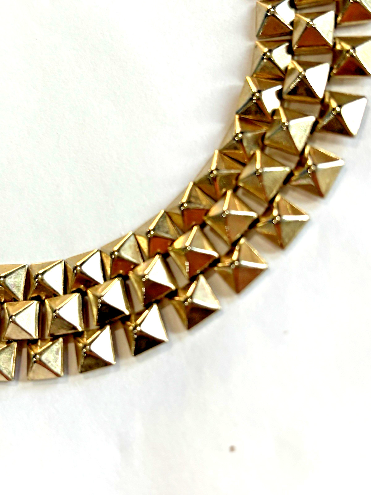 Vintage Cleopatra Pyramid Articulated Link Chain Gold Tone Choker Punk Retro 15″