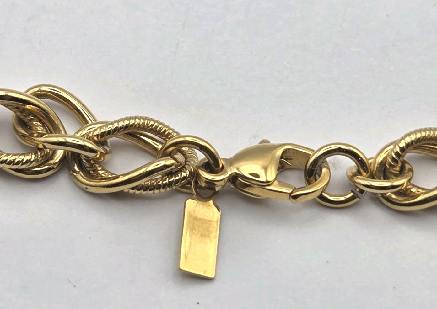 Vintage Monet Gold Tone Spiga Wheat Chain Necklace Signed Textured
