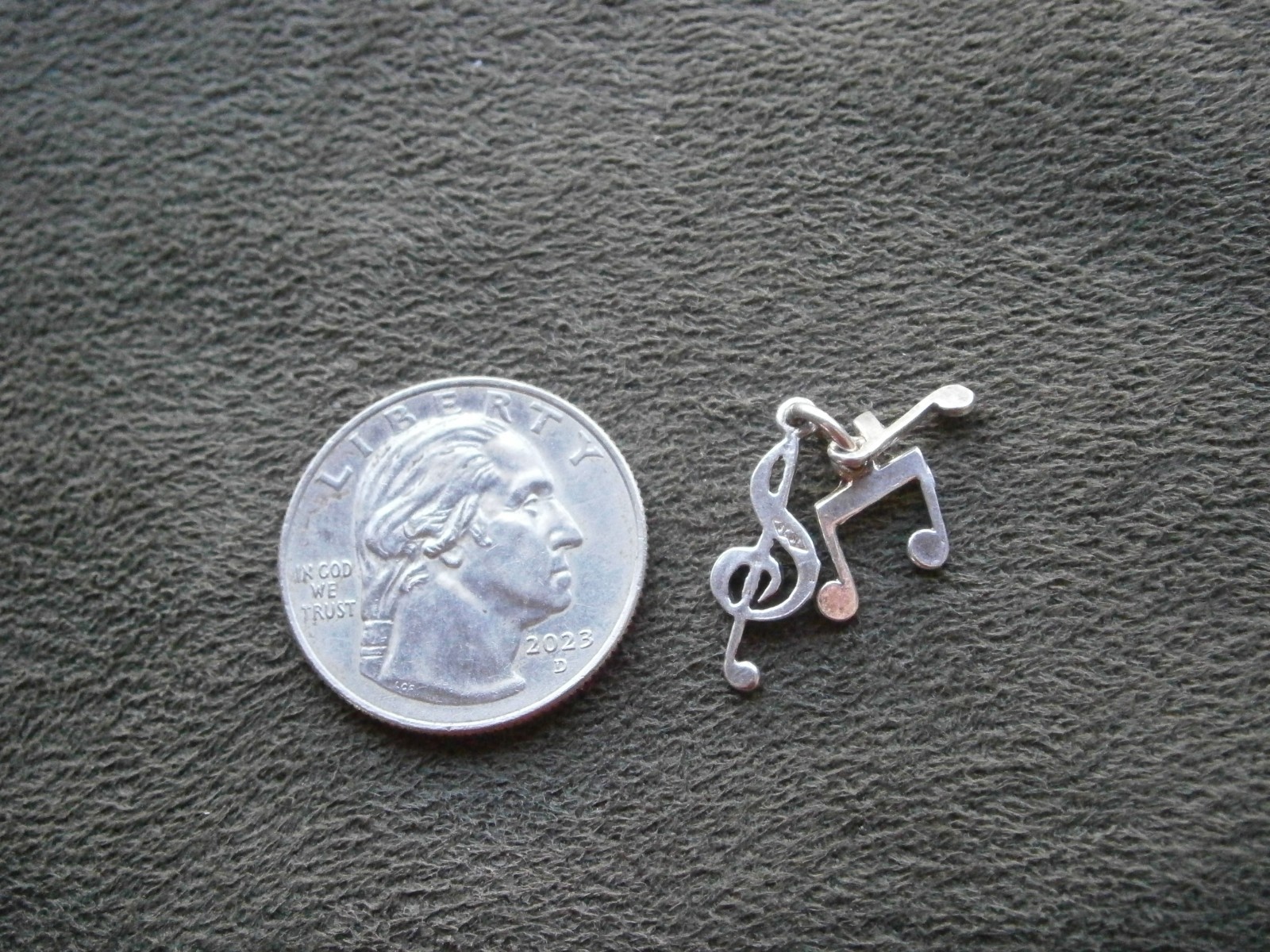 Treble Clef & Musical Notes Symbols Vtg Sterling Silver Bracelet Charm Pendant