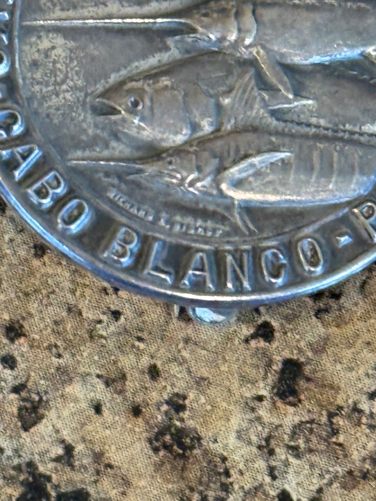 Cabo Blanco Fishing Club Membership medallion sterling silver pin