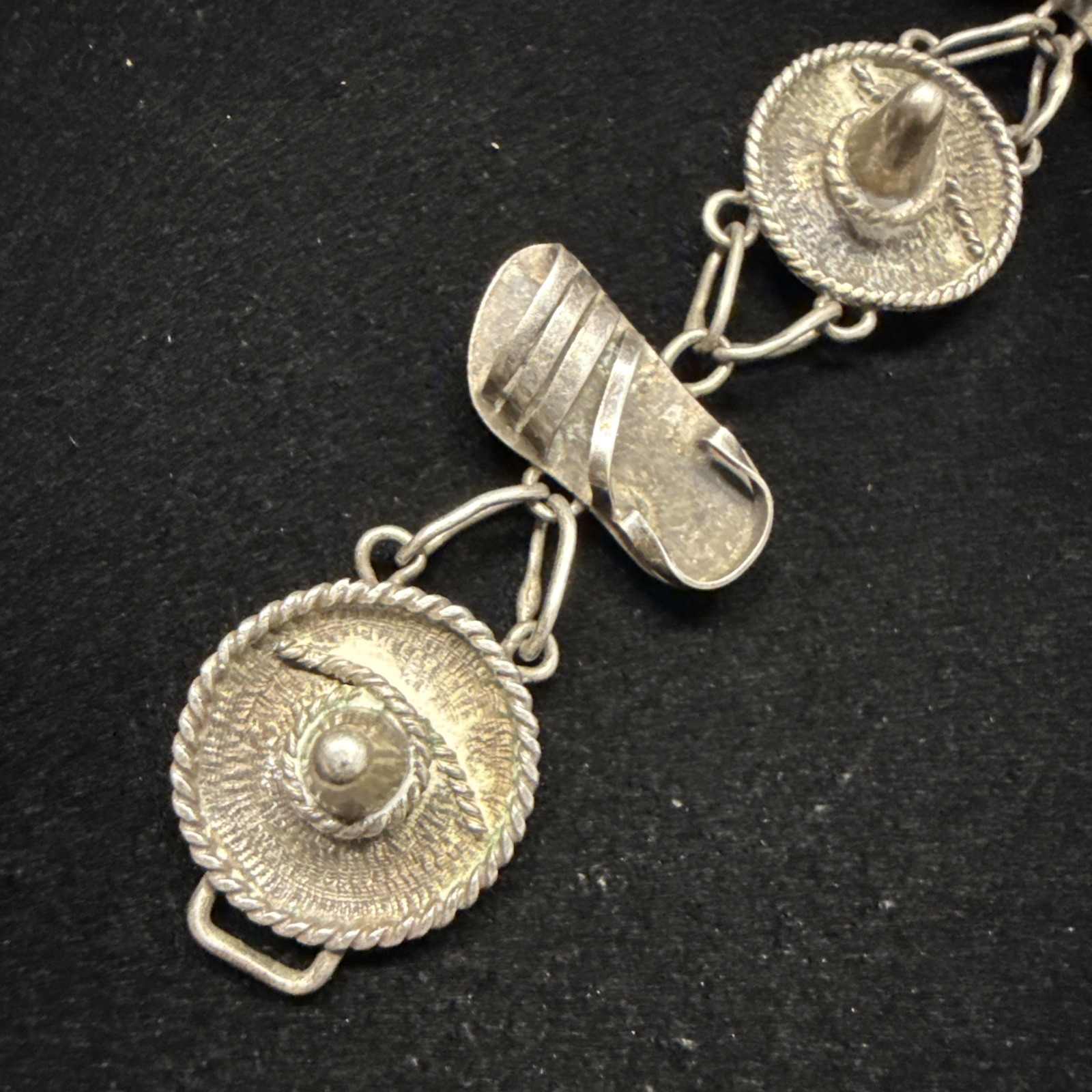 980 Silver Mexican Sombrero & Sandal Bracelet