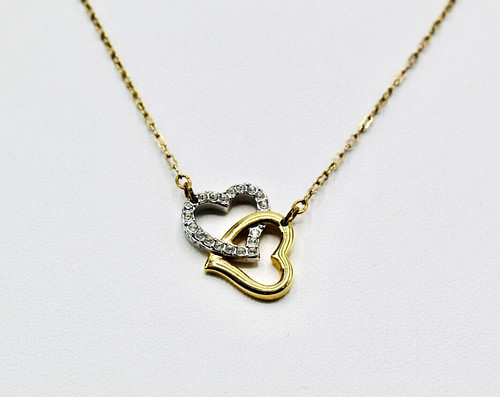 Swarovski Double Interlocking Heart Necklace Gold Plated 15 – 17″ N66